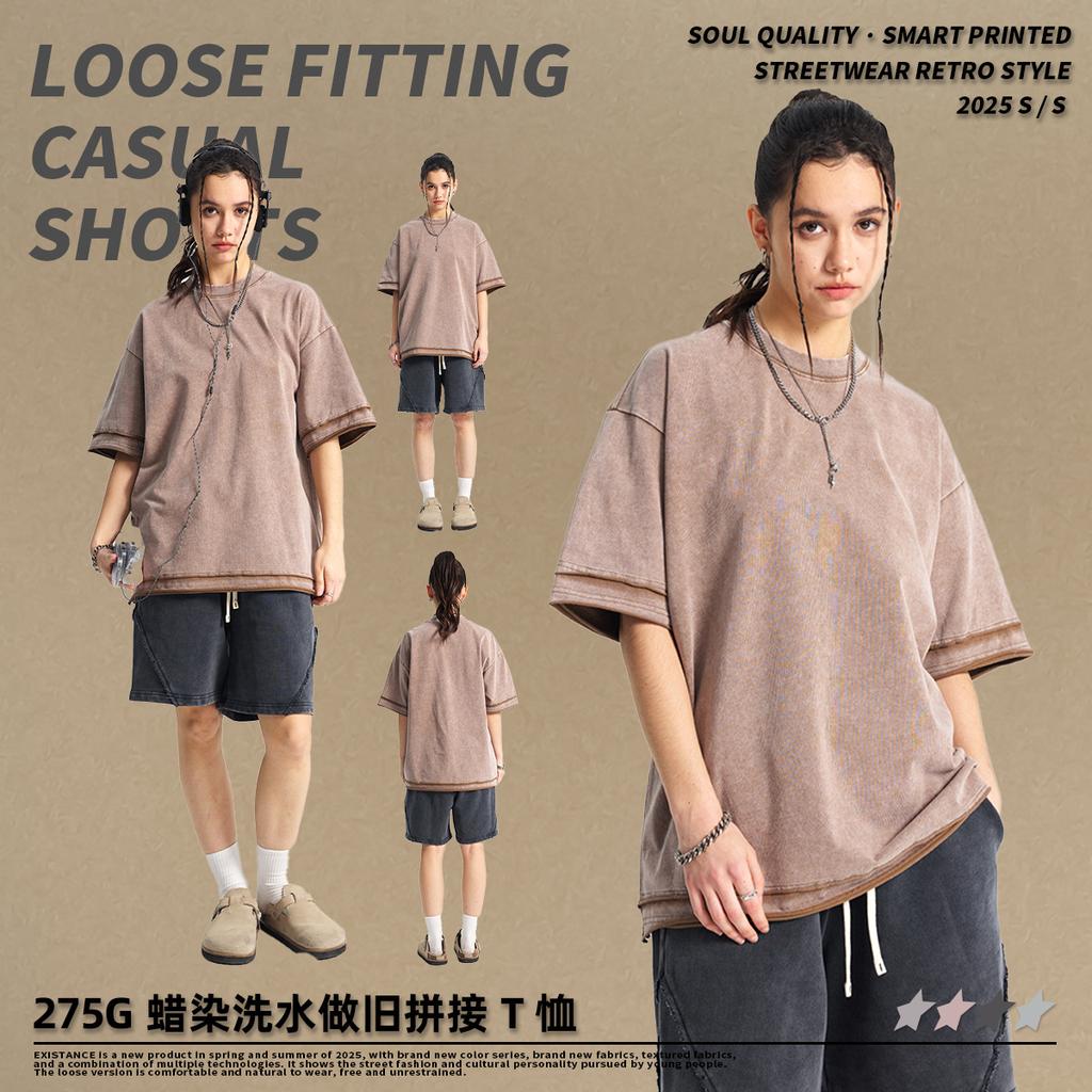 275 GSM 100% Bavlna Prané Tričko Potisk Vlastního Vzoru Pánská Trička Personalizované Tričko