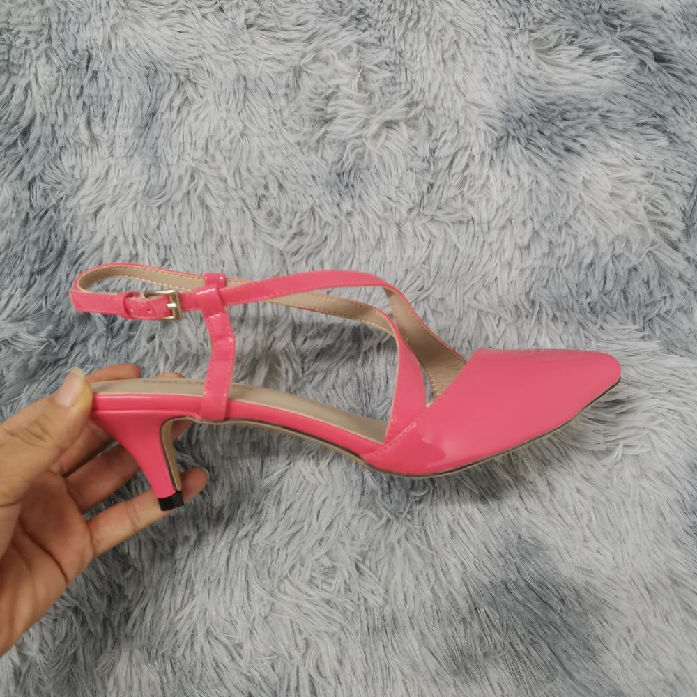 Women's 5cm Pointed Toe Cross Strap Buckle Sandals Slingback Pumps High Heels Party Wedding Dress Comfortable Shoes
