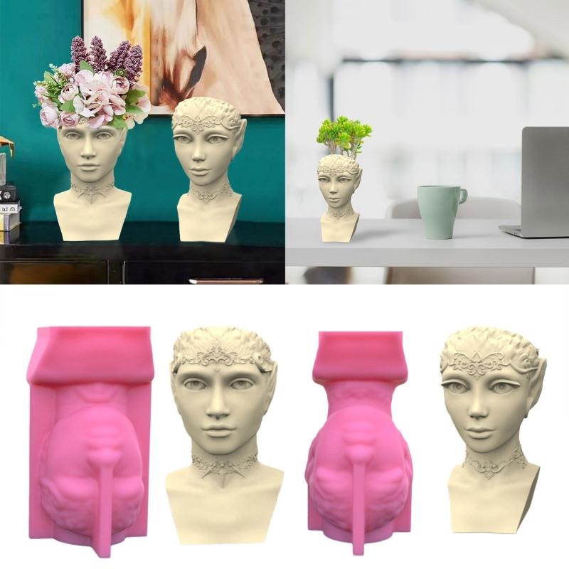 King Queen Portrait Silicone Pot Mold Succulent Flowerpot Clay Cement Plaster Molds DIY Home Garden Flower Pots Mould