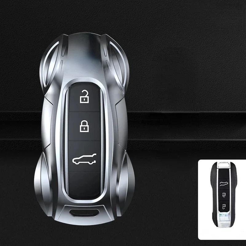

For Porsche Cayenee Panamera Macan 911 718 2013-2023 Zinc Alloy Silver Car Key Case Keyless Cover Key Shell Car Accessories