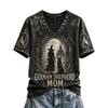 Women's Casual Halloween Print T-Shirt with Raglan Short Sleeves for Everyday Wear