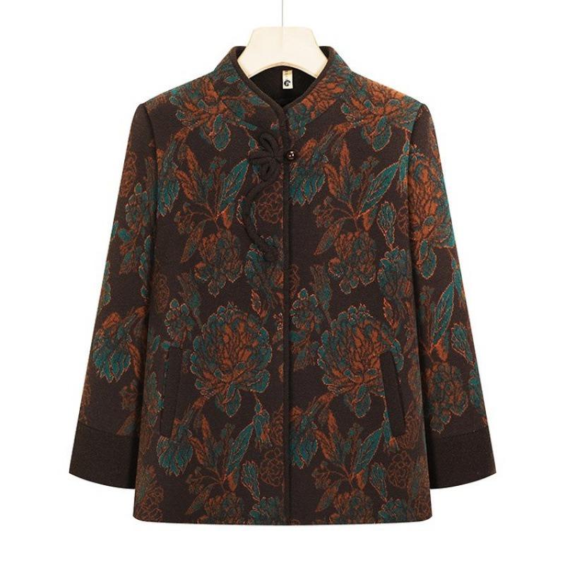 

Старое зимнее пальто из бархата и хлопка, пальто для пожилой женщины, осенне-зимнее, для улицы, с воротником-стойкой, в стиле тан, хлопковое пальто для женщин 5XL [recommended 150-80kg] зелёный