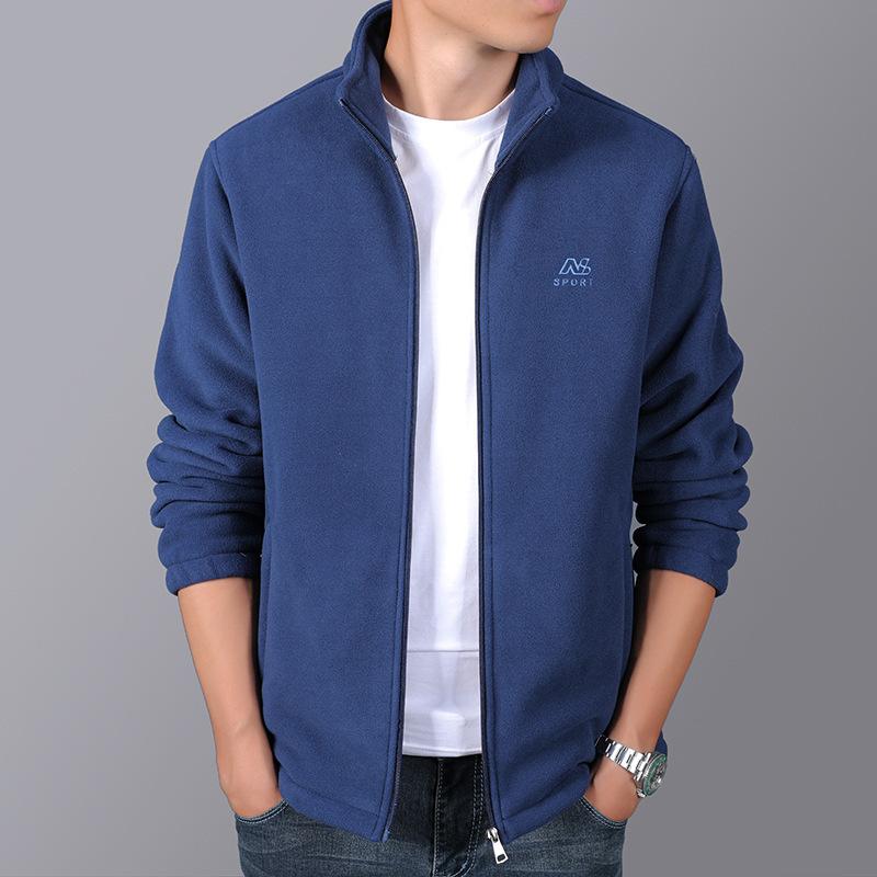 

Autumn and Winter Fleece Jacket Men s Double-sided Fleece Jacket Men s Fleece Fleece Thickened Stand-up Collar Lamb Fleece Warm Men s Top