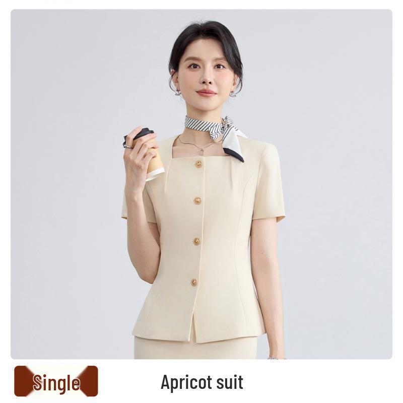 

Women s Elegant Dark Blue Skirt Suit: Formal Professional Attire for Civil Servant Interviews or Business. XXL