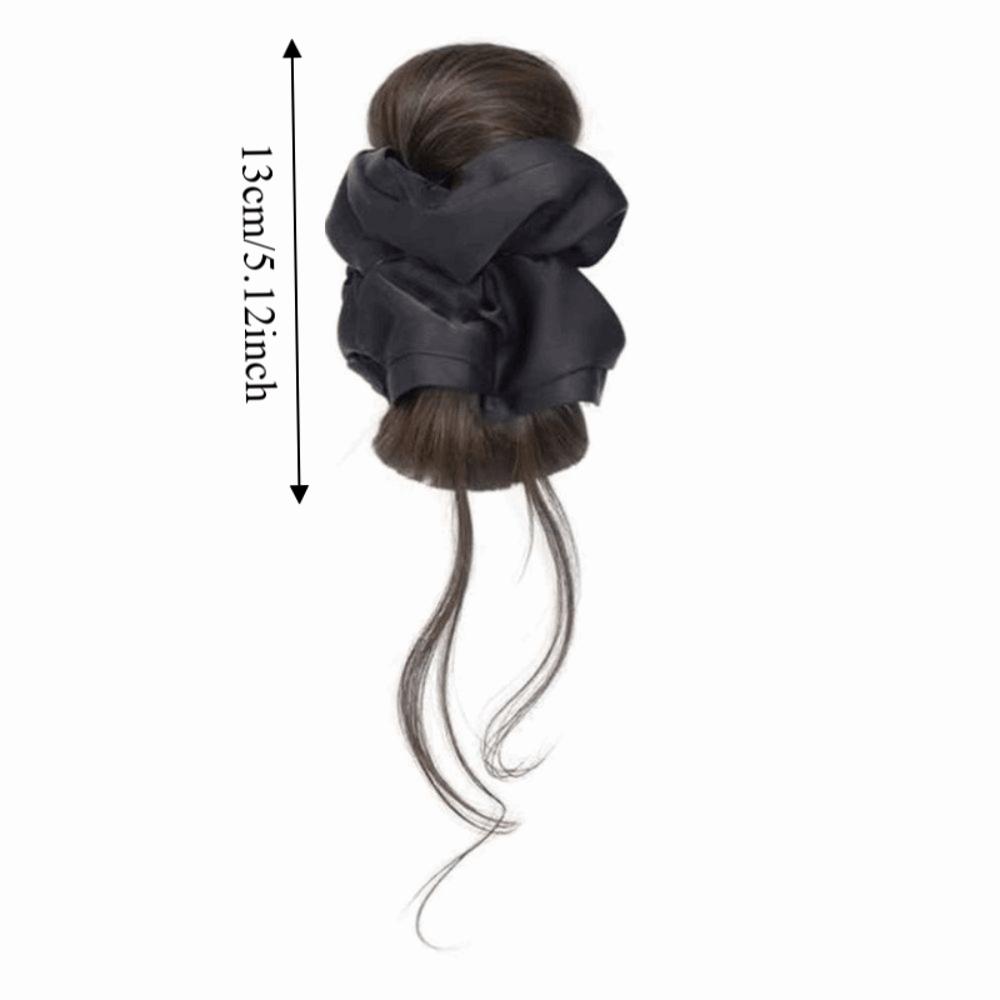 Elegant Synthetic Hair Bun Headband Scrunchie Flower Bun Head Wig  Daily Use