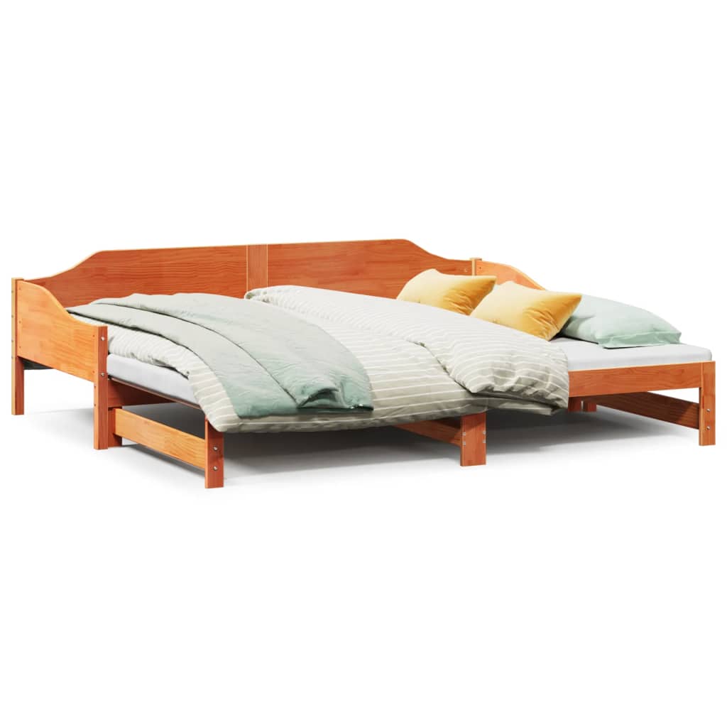 Extendable Daybed in Wax Brown 80 x 200 cm Solid Pine Wood