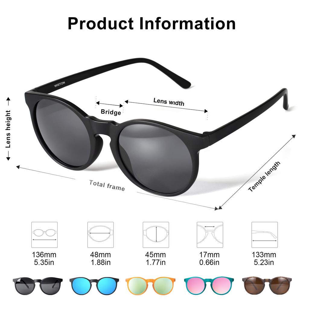 MAXJULI Round Sunglasses Women Retro Classic UV400 TR Frame Lightweight Running Lentes De Sol 8107