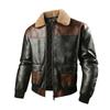 Men's Leather Jacket Turned Collar Solid Color Cardigan Windproof Casual Versatile Leather Jacket Men's