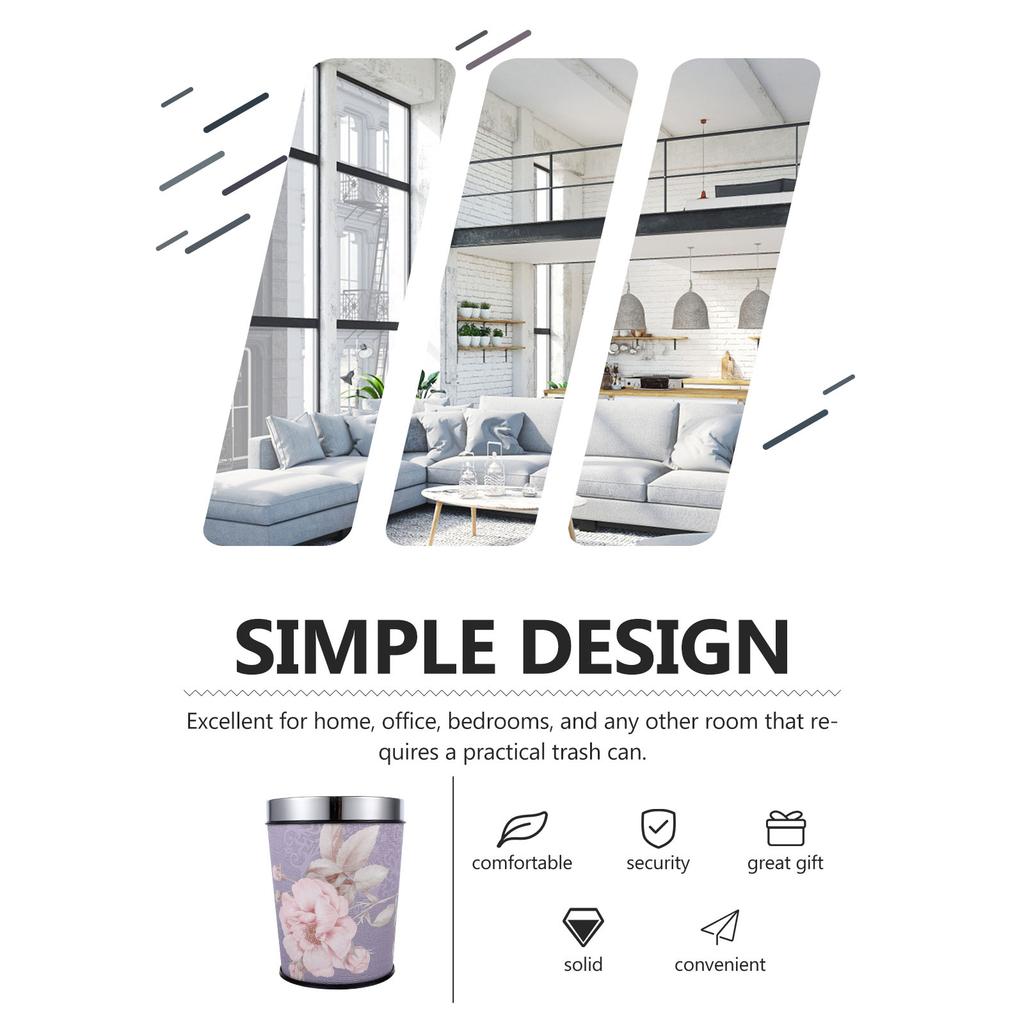 Garbage Can Retro Style Waste Container Living Room Trash Bin Household Office Multifunction
