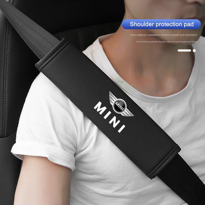 AAFF1 Car Seat Belt Cover Shoulder Protective Pad Accessories For MINI Cooper R56 F56 R50 JCW Cabrio Aceman Countryman Clubman WORKS