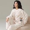 Women's Coral Fleece Pajama Set, Autumn/Winter, Plus Velvet, Thickened Flannel Home Wear