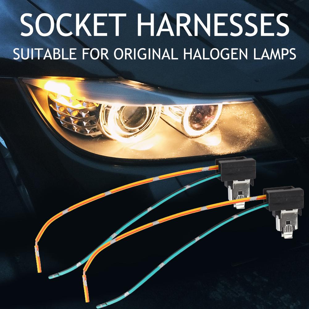 2Pcs Plug Adapter Line Headlight Lamp Bulb Wiring Harness Connector Socket Replacement Harness Wire for H1 H3 Bulb Halogen Lamp