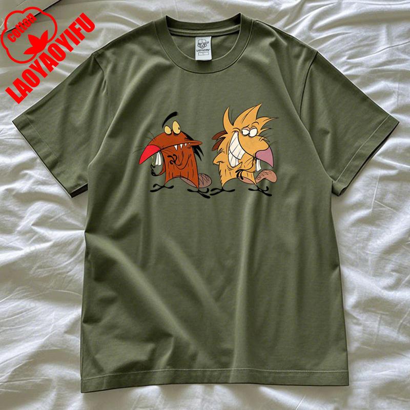 The Angry Beavers Shirt 90s Nostalgic Cartoon Tv Show T-Shirt Daggett and Norbert Graphic Tee Men Woman Cotton Short-sleeve Tops