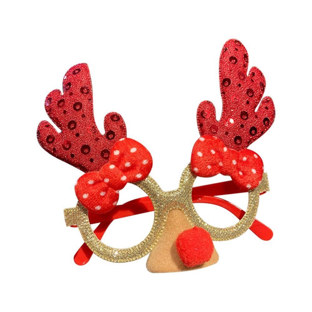 Cartoon Christmas Glasses Frame Handmade DIY Christmas Party Mask Sequin Exquisit Elk Antlers Glasses Frame Christmas Supplies