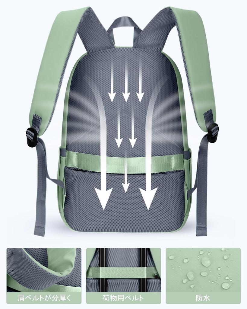 HOMIEE Women's Lightweight Backpack, School Bag, Commuter Bag, Adult A4 Size, High School Student, 15 Pockets, Waterproof, Fits 14-inch PC, Business