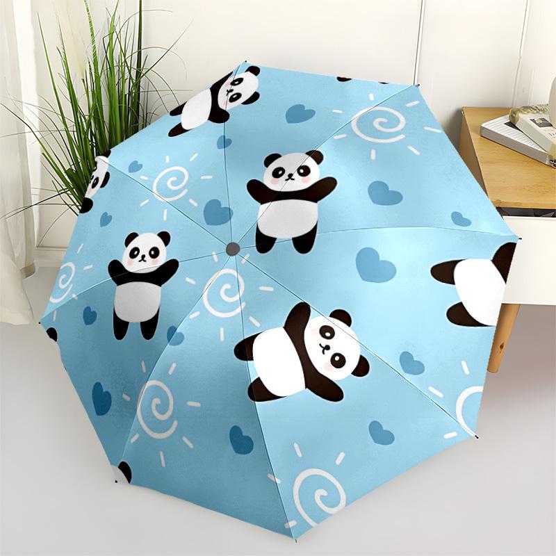 1pc Panda, Heart Automatic Open/Close Umbrella, Compact Travel Umbrella, 8-Rib Sturdy Frame - Ideal Gift for Friends Yy251118072