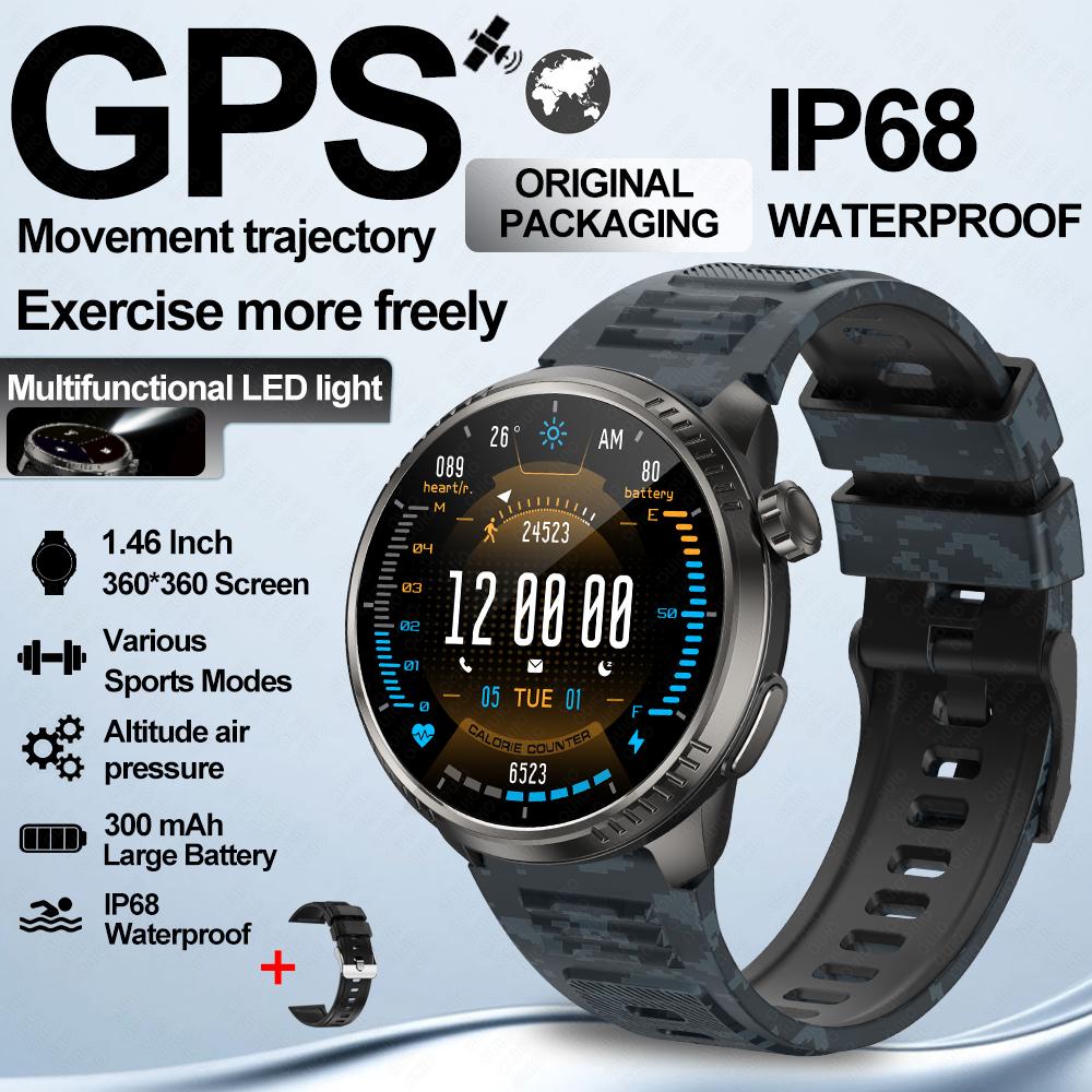 

Новые уличные смарт-часы GPS-трек SOS LED-фонарик Альтиметр Барометр Мониторинг здоровья 100+ спортивных режимов Водонепроницаемые смарт-часы Blue Camouflage