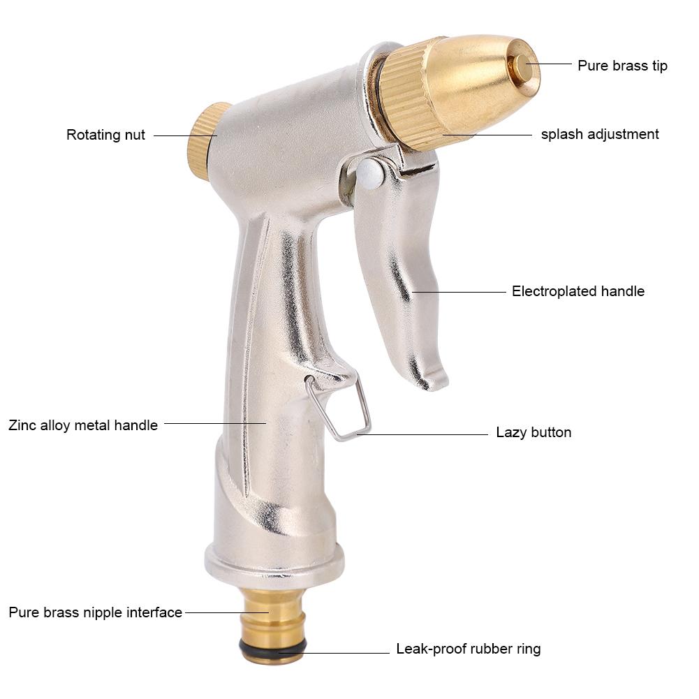 High Pressure Water Gun Car Washing Water Gun Pure Brass All Metal High Pressure Household Cleaning Spray Washing Water Gun