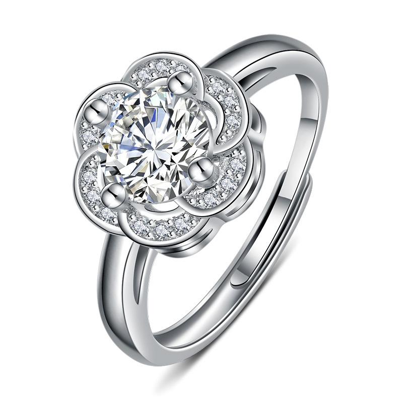 

Lotus Crystalstudded Ring Design Adjustable Size Hand Accessory Women For