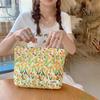 Floral Ins Style Canvas Tulip Cosmetic Bag Skincare Organizer Travel Wash Bag Inner Bag Street Fashion Yellow