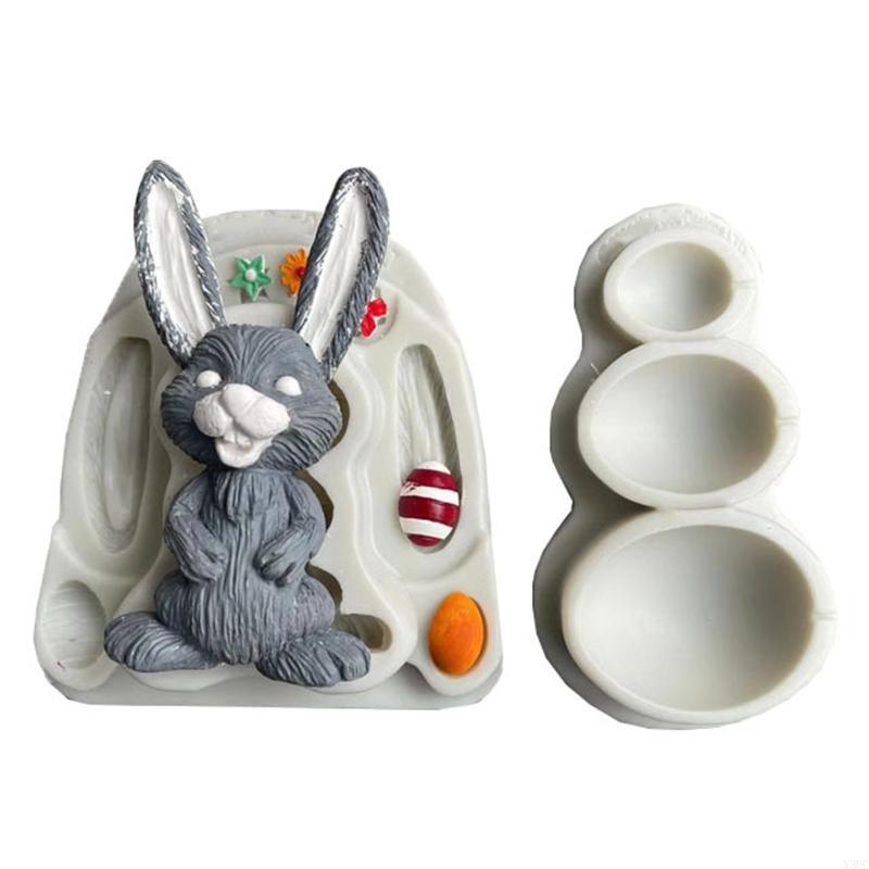 Easter Bunny Egg Silicone Mold Fondant Plaster Chocolate Mould Supplies X3UC
