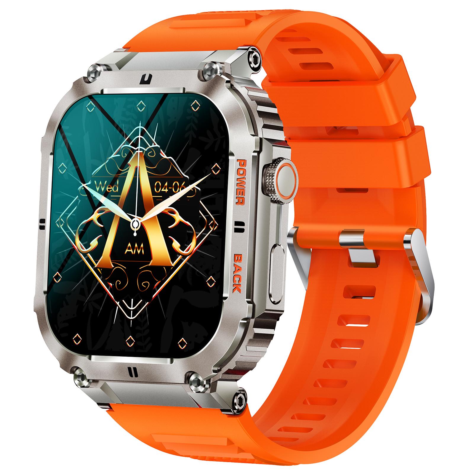 

K57 Pro 1,96-дюймовий смарт-годинник з підтримкою Bluetooth-дзвінків, моніторингом здоров я, спортивний смарт-браслет для занять на відкритому повітрі Silver+Orange