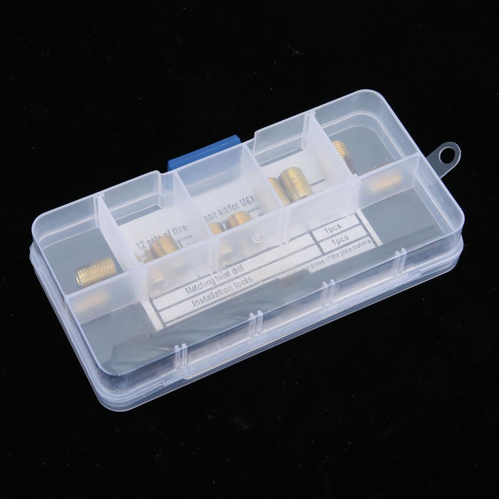 

12 шт. Набор для ремонта резьбы M6x1, самонарезающая резьбовая вставка, инструмент для установки спирального сверла