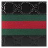 Gucci Presbyopia Logo embossed red and green striped webbing short bifold leather wallet wallet men's black