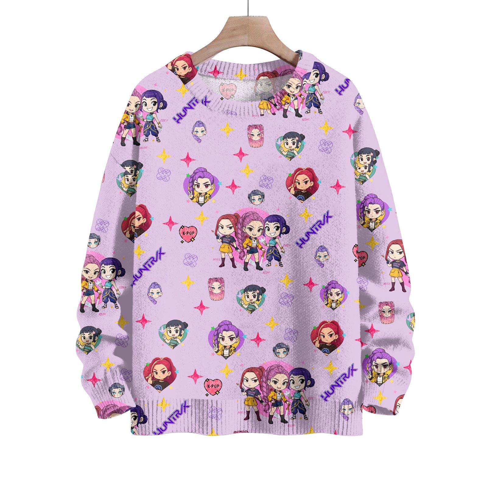 

Свитшоты для женщин Вязаный свитер Милая рубашка Осенний круглый вырез Пуловер Топы XL розовый