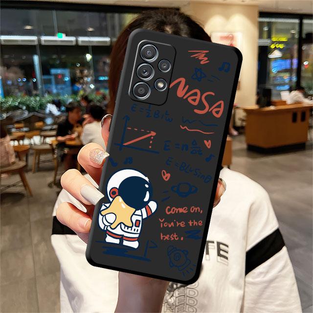 Cartoon Space Astronaut Phone Case for Samsung Galaxy A72 A52 5G A21s A12 A13 A11 A22 A32 A51 4G A71 A31 A23 Soft Silicone