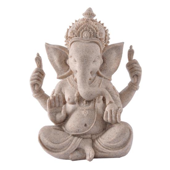 Sandstone Hindu Elephant Statue Ganesha Buddha Sculpture Figurine Home Decor