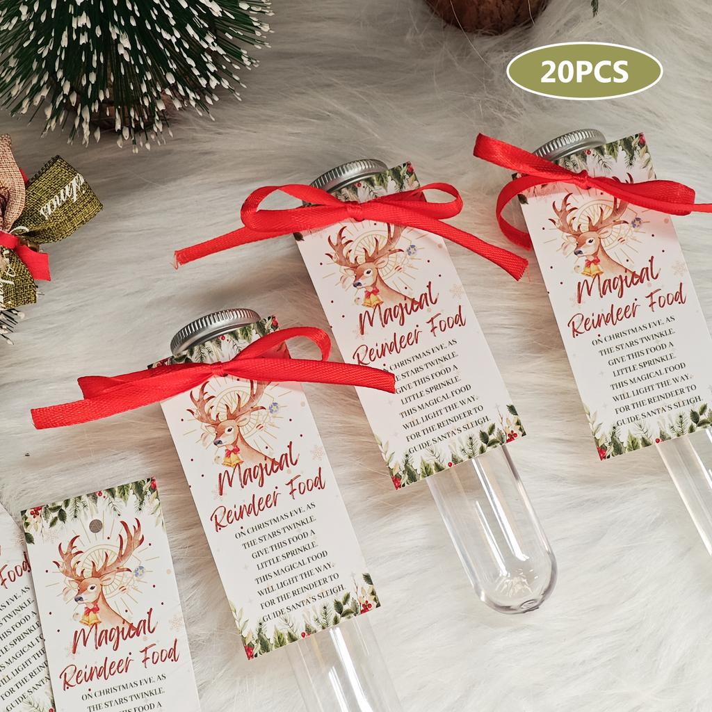 10/20 Sets Magic Reindeer Food Kits with Plastic Test Tubes Christmas Eve Party Favor Packs for Family Activities