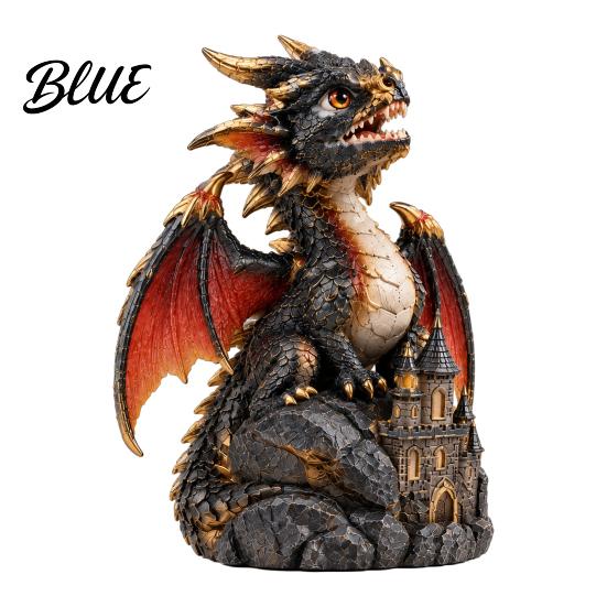 Creative Shelf Decor Light Up Dragon Figurine, Resin Gothic Castle Statue, Decorative Garden Decoration Fantasy Creature Ornament for Home,