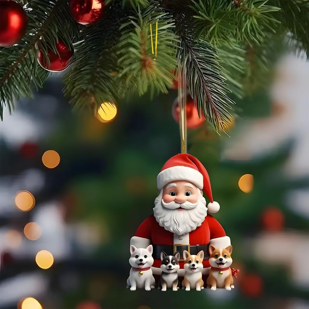 New Acrylic Flat Animal World Christmas Party Pendant Christmas Gift Keychain Bag Hanger Party Pendant Cute Keychain