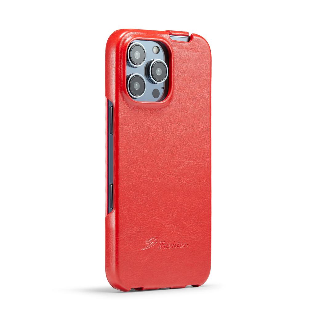 Retro Leather Phone Case iPhone 16 15 14 13 12 11 Pro Max 16Plus 16E Vertical Flip Genuine Leather Hard Back Cover
