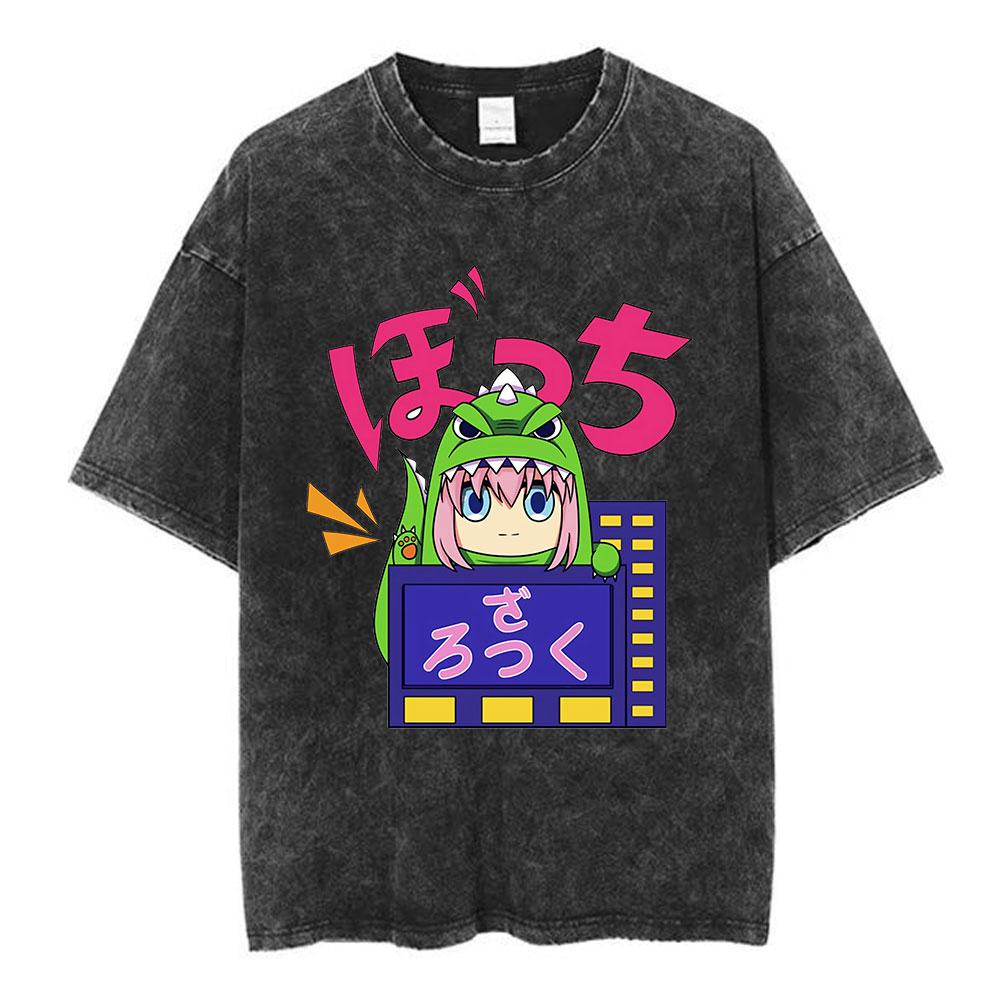 Vintage Washed Bocchi The Rock Ijichi Nijika Yamada Ryo Gotoh Hitori Kita Ikuyo Tshirt Kessoku Band Print T-shirt Men Women Tees