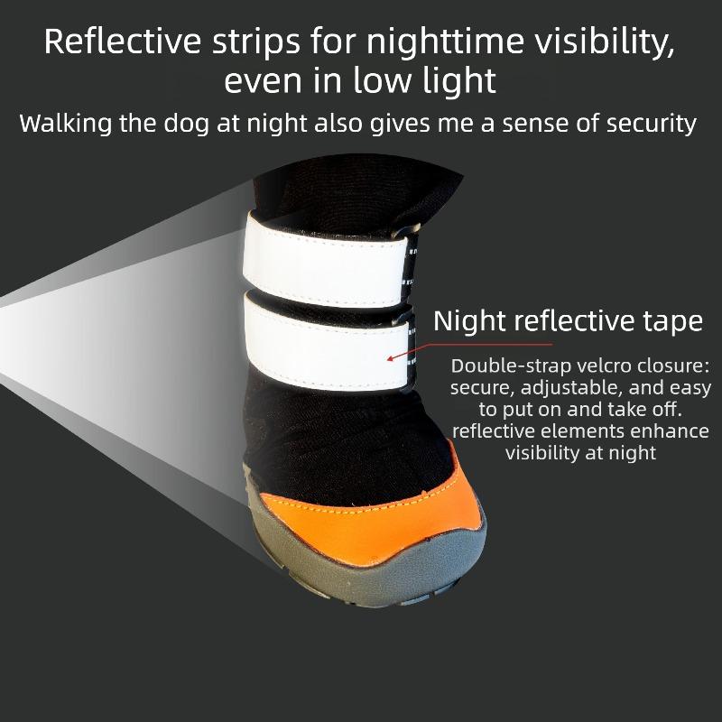 Warm Velvet Dog Shoes Suspenders Outdoor Heat Protection Dog Boots Anti Slip Small Medium Breeds Dogs Shoes Reflective Strips
