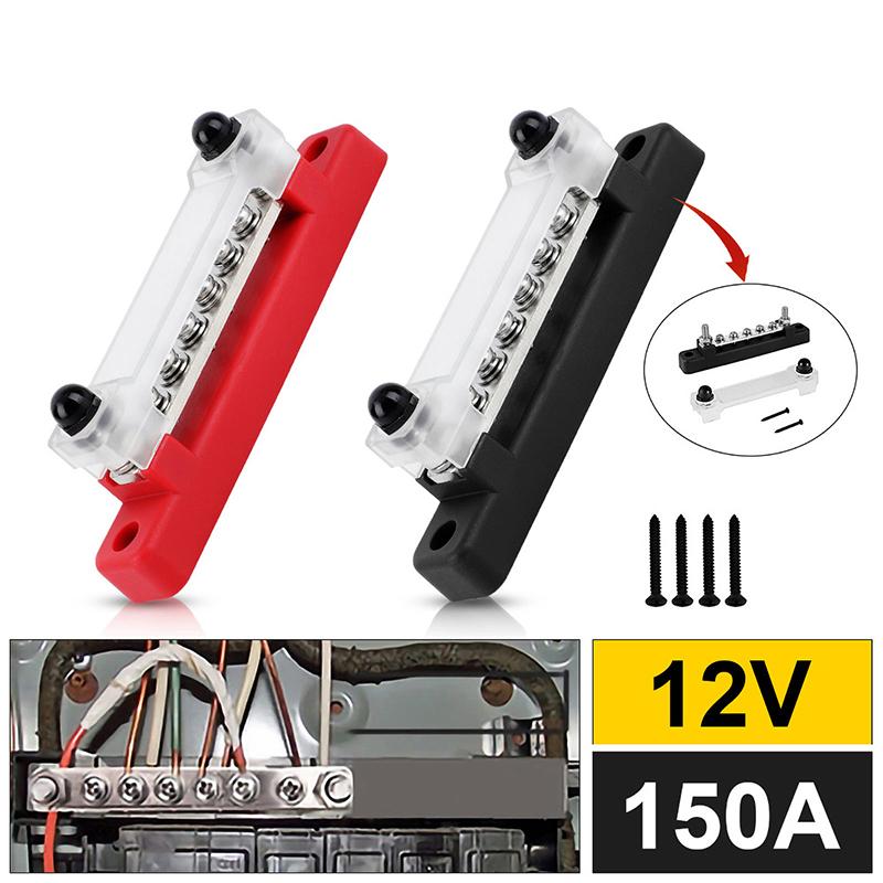 1/2Pcs Bus Bar Battery Power Distribution Block 12V M6 Stud Positive Negative Bus Bar For Truck Boat Car Camper