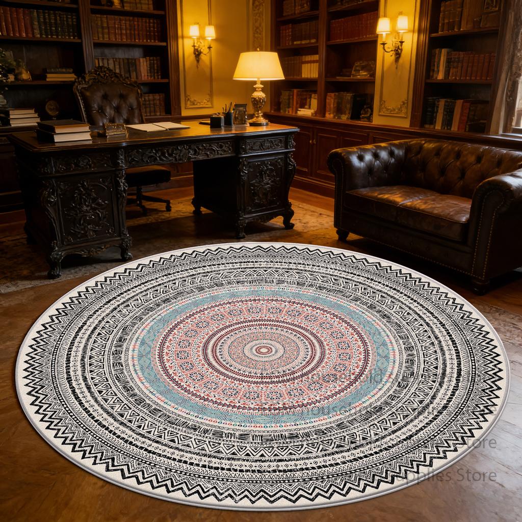 Classic Ethnic Style Circular Carpet Persian Living Room Decor Circular Mats lounge study non-slip washable Rugs customizable