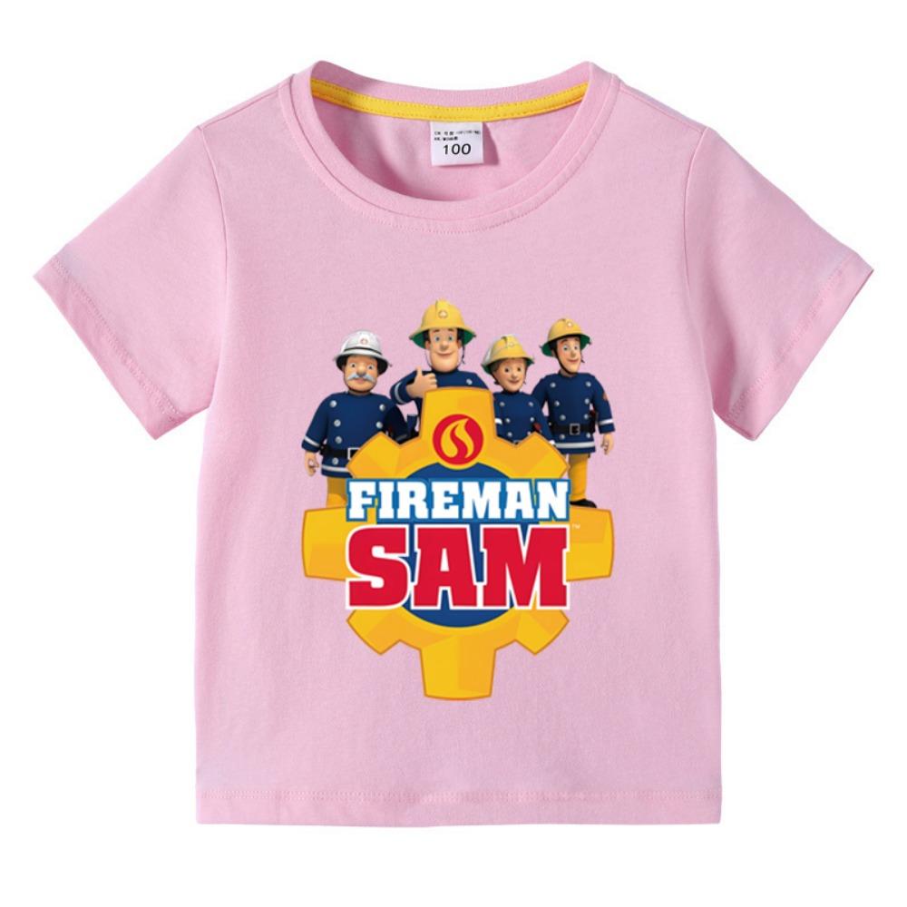 Anime Kids Tee Shirts Fireman Sam  T Shirt for Boys Clothing Funny Y2k Tops Children's T Shirt Parent Child Tshirt Women