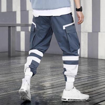Men's Fashion Tooling Pants Men's Summer Trend Multi-Pocket Tie Casual Pants