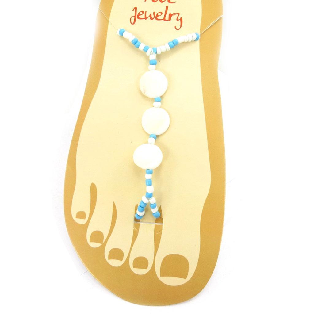 Les Trésors De Lily [K3172] - Chaine Cheville 'Kilimanjaro' blanc turquoise