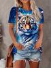 Sommer Tiger Tier Löwe 3D-Druck T-Shirts Damen Streetwear Mode Lässig Y2k Kurzarm T-Shirt O-Ausschnitt T-Shirts Tops Kleidung