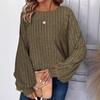 Fall Winter Plus Size Women's Solid Color Casual Comfy Unique Lantern Sleeve Top
