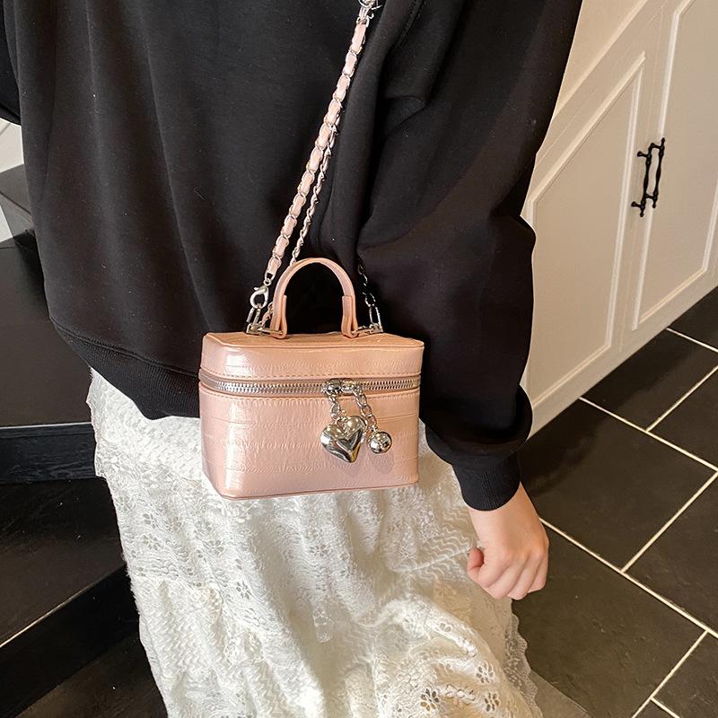 New Fashion Chain Portable Box Bag Women's Messenger Bag Solid Color Shoulder Bag
