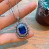 Jewelry Retro Ring Simulation Blue Glass Two-Color Stone Diamond Pendant Ring Set 10 * 12