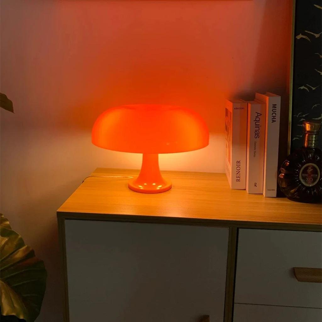 New Beautiful Cozy Orange Danish Mushroom Table Lamp: Perfect Ideal Bedside Lighting for Ornamental Light In Bedroom Interior De