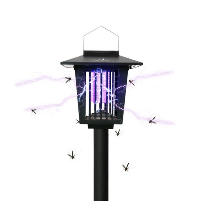 Lampe insecticide maclean solar led uv - piège à moustiques - 2w - noir