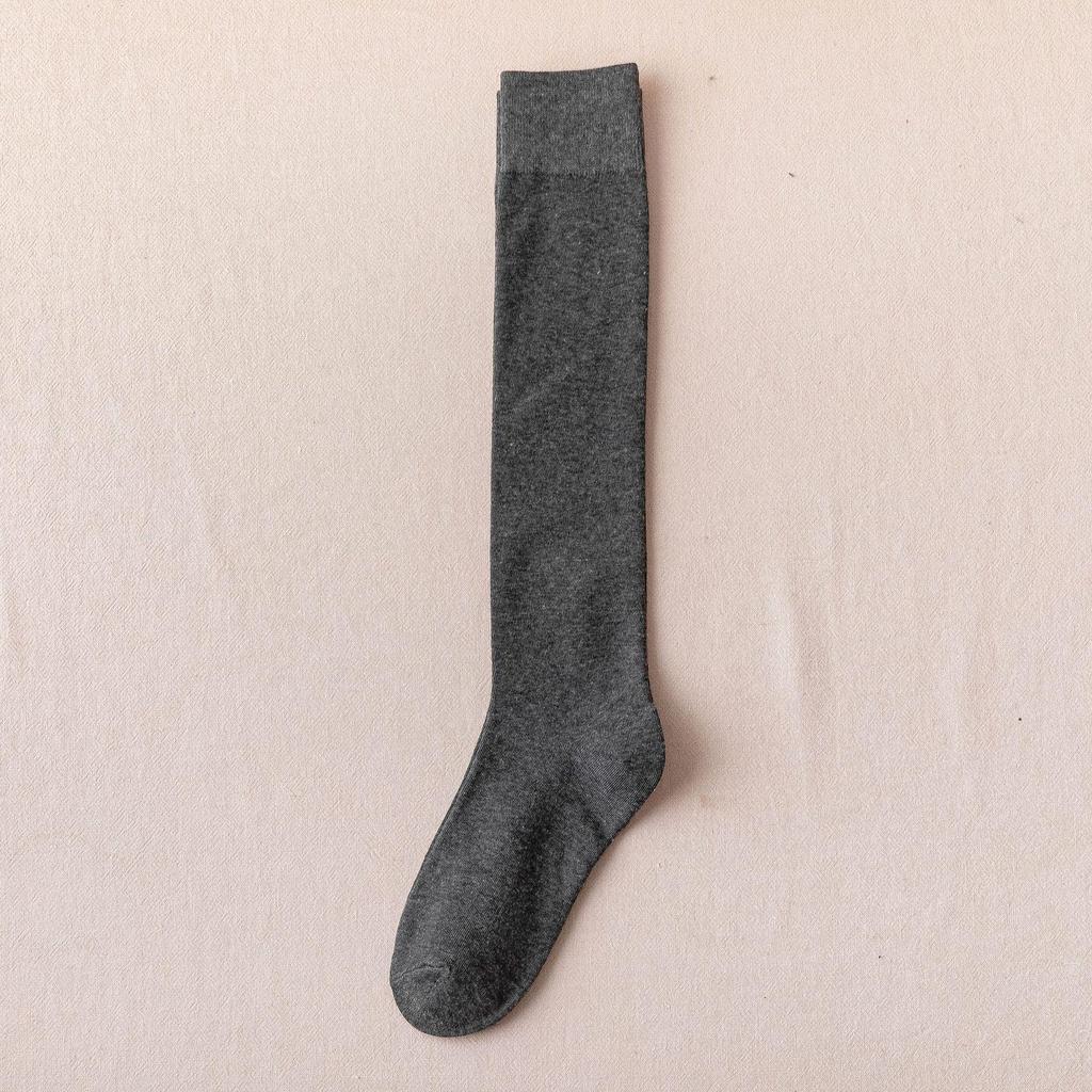 Women's Korean-Style Knee-High Black and White Slimming Cotton Socks
