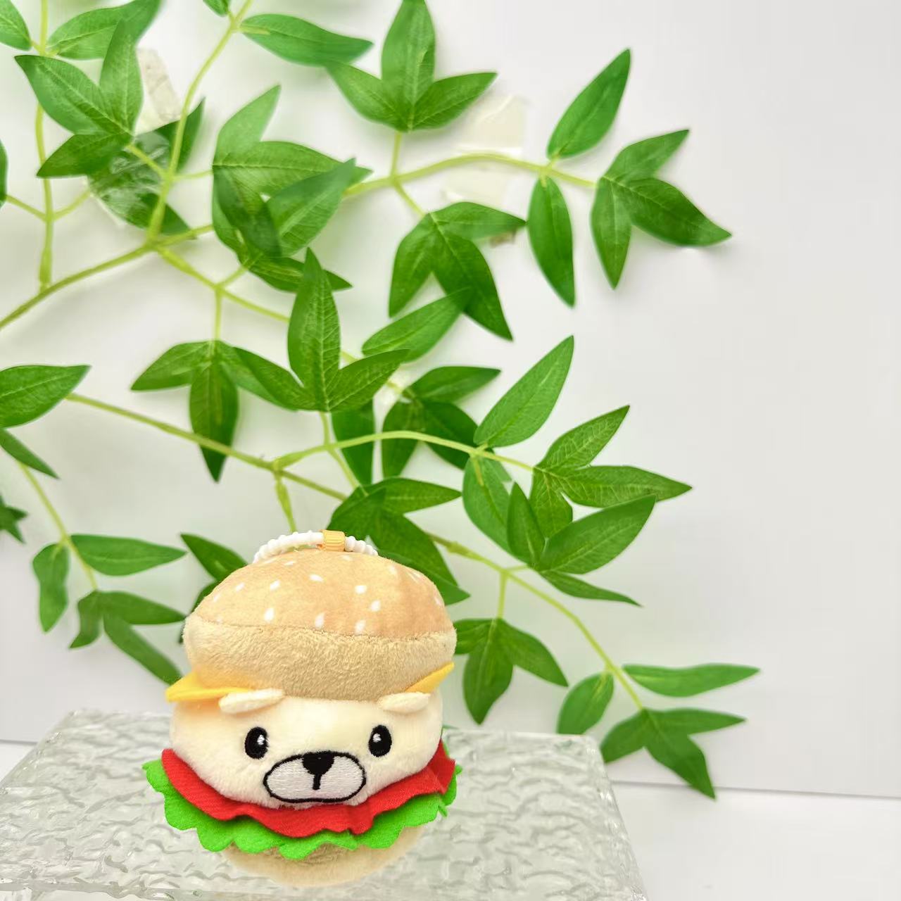 

Burger Animal Doll With Capybaras Dogs Pigs Chickens Designed Pendant Keychain Dog Cream